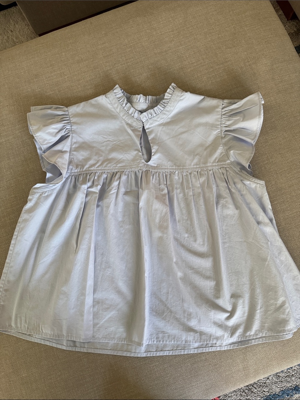 Aritzia Light Blue Ruffle Sleeve Cotton Blouse